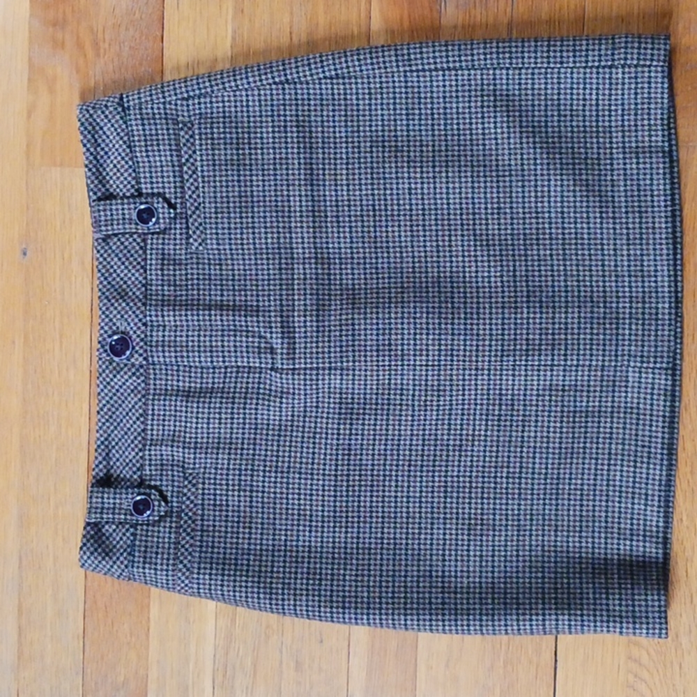 Cute Hounds Tooth Wool Blend Skirt